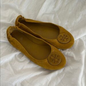 Tory Burch Yellow Flats with Logo Detail